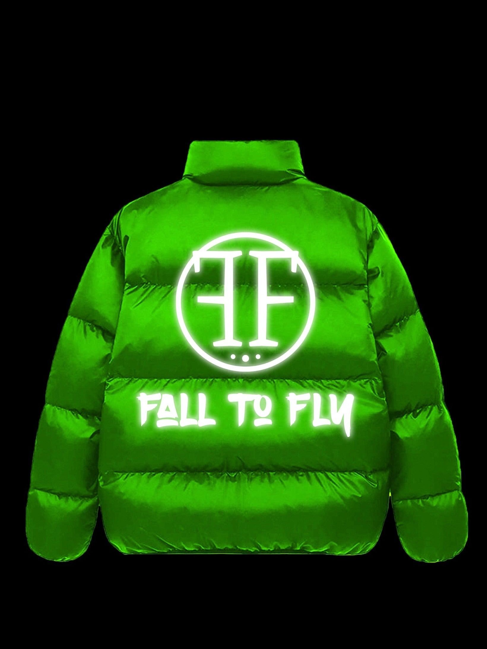 Fall To Fly Green Slim Fit Puffer Jacket - Fall To Fly